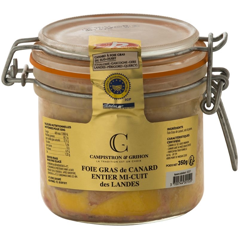 Foie gras de canard entier mi-cuit au poivre : la piéce de 470 g à Prix  Carrefour
