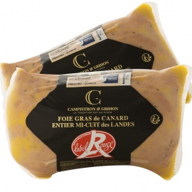 Lot de 2 foies gras de canard entiers mi-cuits sous-vide - 2 x 300 g - LABEL ROUGE