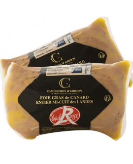 Lot de 2 foies gras de canard entiers mi-cuits sous-vide - 2 x 300 g - LABEL ROUGE